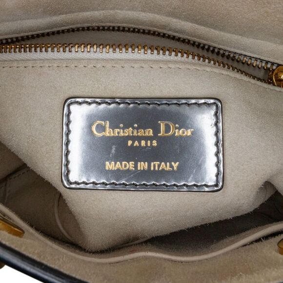 Pre Loved dior Lady Metallic Calfskin Handbag Women Silver Satchel - Picture 5 of 8